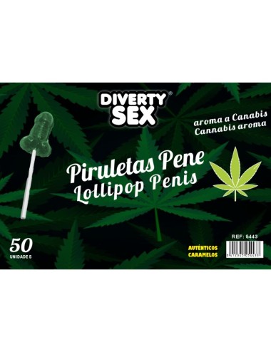 DIABLO GOLOSO - 50 PENIS LOLLIPOPS CANNABIS AROMA