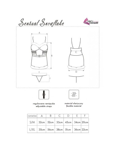 LIVCO CORSETTI FASHION - SENSUAL SNOWFLAKE LC 90603 CHRISTMAS CHEMISE + THONG + HEADBAND L/XL