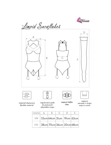 LIVCO CORSETTI FASHION - LIMPID SNOWFLAKES LC 90604 BODY + STOCKINGS + CHRISTMAS HEADBAND S/M