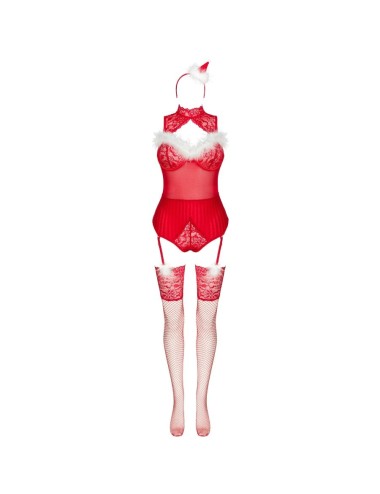 LIVCO CORSETTI FASHION - LIMPID SNOWFLAKES LC 90604 BODY + STOCKINGS + CHRISTMAS HEADBAND L/XL