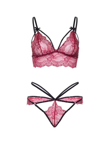 LEG AVENUE - 81623 BRA + THONG SET BURGUNDY SIZE M