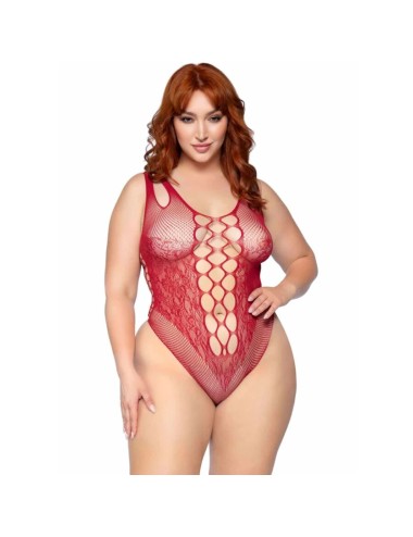 LEG AVENUE - 81641X SEAMLESS BODYSUIT BURGUNDY SIZE 1X/2X