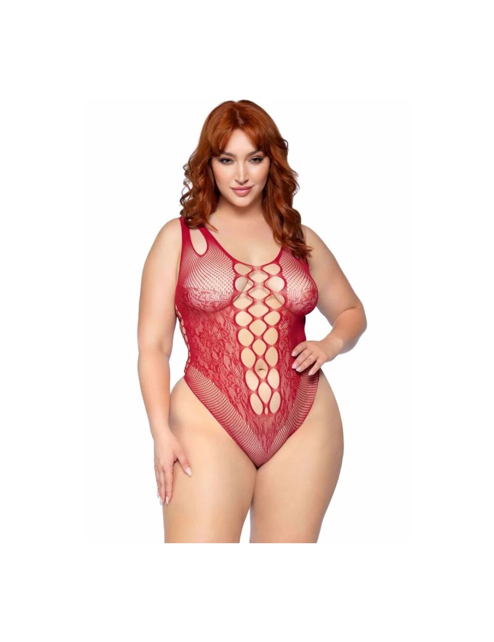 LEG AVENUE - 81641X SEAMLESS BODYSUIT BURGUNDY SIZE 1X/2X