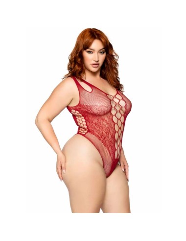 LEG AVENUE - 81641X SEAMLESS BODYSUIT BURGUNDY SIZE 1X/2X