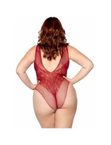 LEG AVENUE - 81641X SEAMLESS BODYSUIT BURGUNDY SIZE 1X/2X