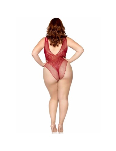 LEG AVENUE - 81641X SEAMLESS BODYSUIT BURGUNDY SIZE 1X/2X