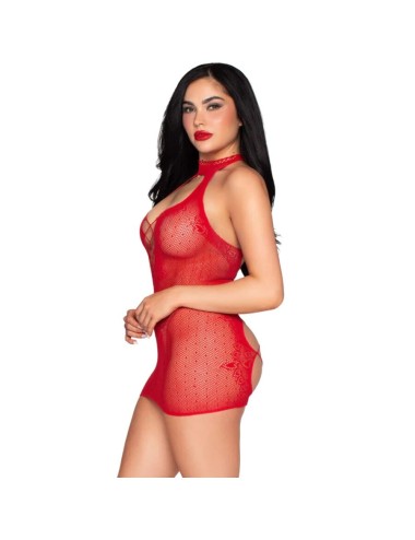 LEG AVENUE - 81675 HALTER MINI DRESS RED - ONE SIZE