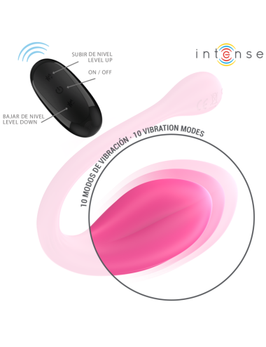 INTENSE - JANICE U VIBRATOR DOUBLE STIMULATION 10 VIBRATIONS PINK REMOTE CONTROL