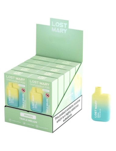 LOST MARY - BM600 NICOTINE VAPER 2% DISPOSABLE TRIPLE MELON