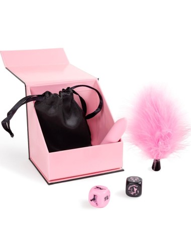 SECRET PLAY - PLEASURES BOX FOR COUPLES: DICE + VIBRATING BULLET + FEATHER PEN