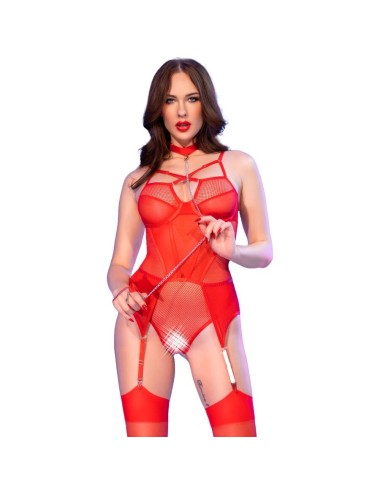 CHILIROSE - CR 4879 CROTCHLESS BODYSUIT RED XL
