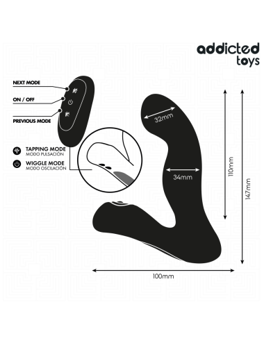 ADDICTED TOYS - OSCILLATING PROSTATE MASSAGER WITH PULSATION MODE REMOTE CONTROL
