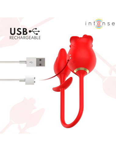 INTENSE - MELANIE DOUBLE CLITORIS STIMULATOR WITH ZIGZAG TONGUE