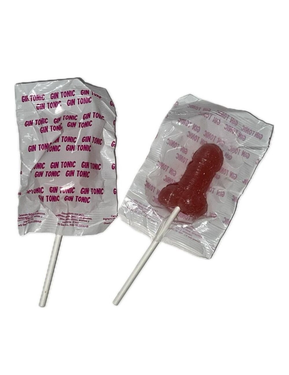 DIABLO GOLOSO - 1 PENIS LOLLIPOP GIN TONIC STRAWBERRY FLAVOR 10% ALCOHOL