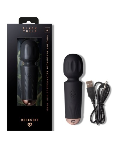 ROCKS-OFF - MINI RECHARGEABLE WAND 16 FUNCTIONS BLACK TULIP