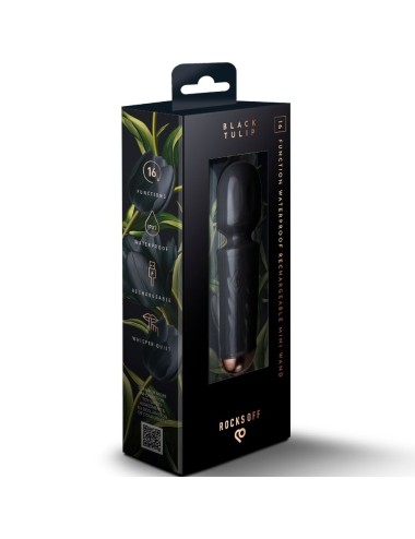 ROCKS-OFF - MINI RECHARGEABLE WAND 16 FUNCTIONS BLACK TULIP