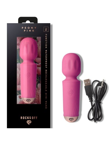 ROCKS-OFF - MINI RECHARGEABLE WAND 16 FUNCTIONS PEONY PINK