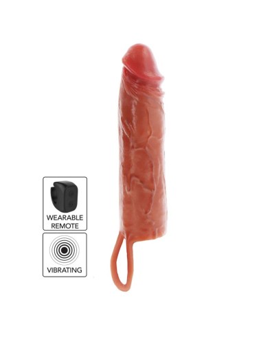 GET REAL - HYDRATED SKIN SILICONE VIBRATING PENIS SLEEVE CARAMEL 20 CM