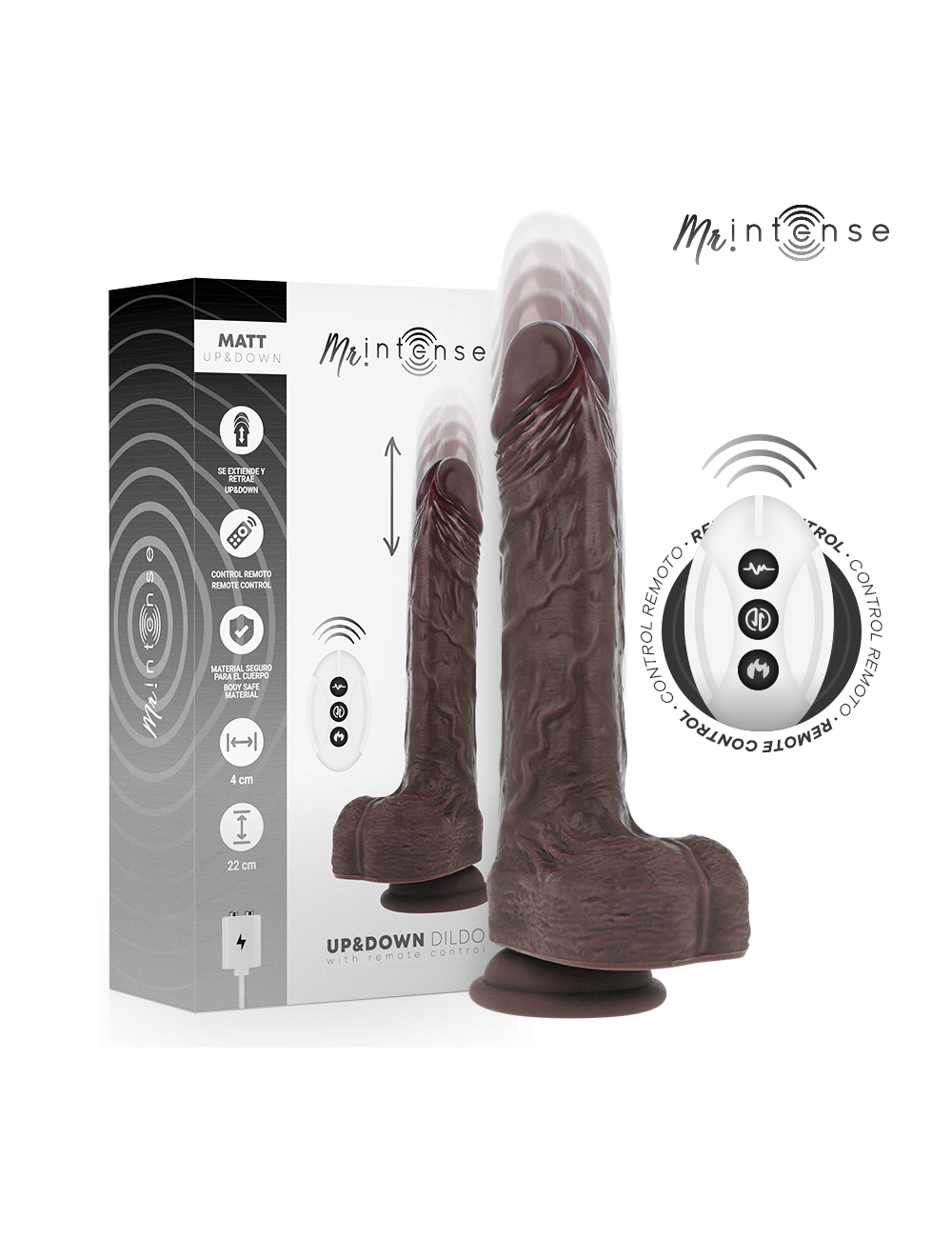 MR INTENSE - MATT REALISTIC MULTIFUNCTION WITH VIBRATION UP AND DOWN REMOTE CONTROL 22 CM -O- 4 CM