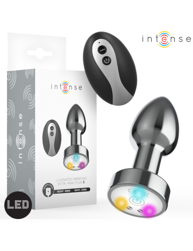 INTENSE - VIBRATING METAL ANAL PLUG WITH LED LIGHTS AND REMOTE CONTROL - SIZE S