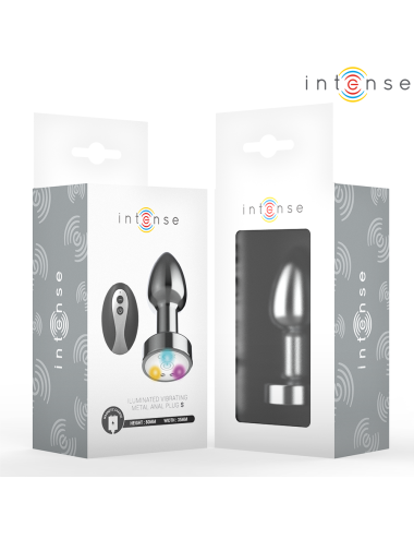INTENSE - VIBRATING METAL ANAL PLUG WITH LED LIGHTS AND REMOTE CONTROL - SIZE S