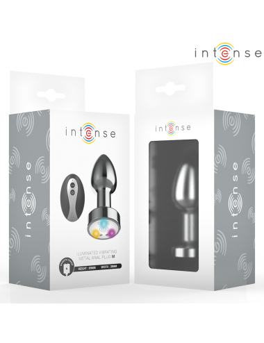 INTENSE - VIBRATING METAL ANAL PLUG WITH LED LIGHTS AND REMOTE CONTROL - SIZE M