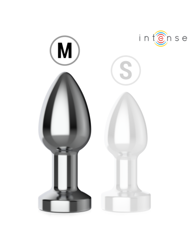 INTENSE - VIBRATING METAL ANAL PLUG WITH LED LIGHTS AND REMOTE CONTROL - SIZE M