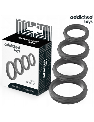 ADDICTED TOYS - TEXTURED COCK RING SET 4 SIZES