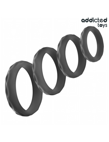 ADDICTED TOYS - TEXTURED COCK RING SET 4 SIZES