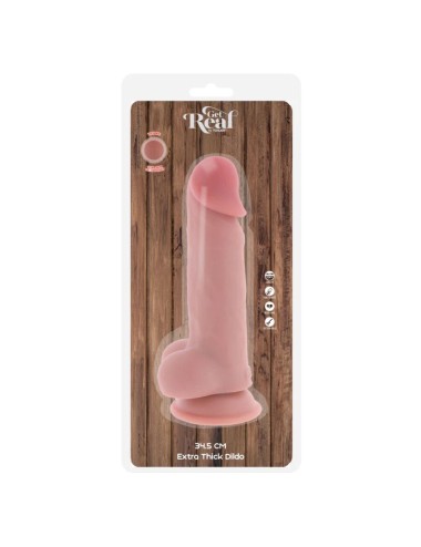 GET REAL - DELUXE REALISTIC PENIS WITH TESTICLES EXTRA THICK 34.5 CM