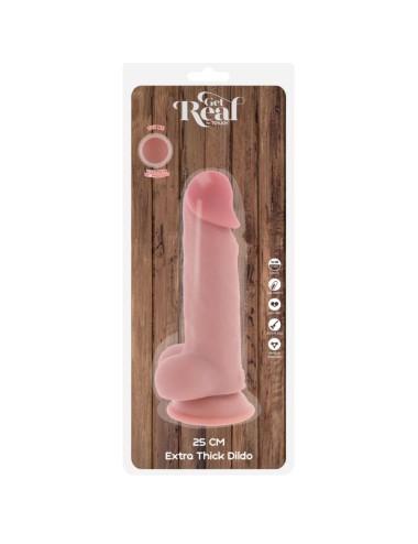 GET REAL - DELUXE REALISTIC PENIS WITH TESTICLES EXTRA THICK 25 CM