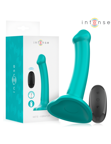 INTENSE - KATIE VIBRATOR WITH SUCTION CUP 10 VIBRATIONS BLUE REMOTE CONTROL