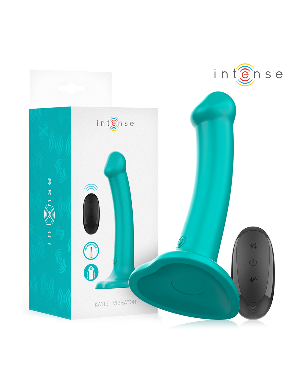 INTENSE - KATIE VIBRATOR WITH SUCTION CUP 10 VIBRATIONS BLUE REMOTE CONTROL