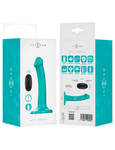 INTENSE - KATIE VIBRATOR WITH SUCTION CUP 10 VIBRATIONS BLUE REMOTE CONTROL