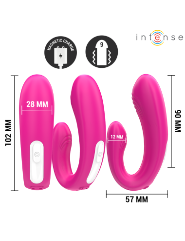 INTENSE - JANET DUAL U-SHAPED STIMULATOR AND VIBRATOR WITH REMOTE CONTROL PINK
