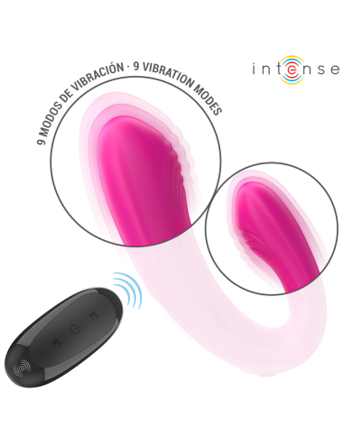 INTENSE - JANET DUAL U-SHAPED STIMULATOR AND VIBRATOR WITH REMOTE CONTROL PINK