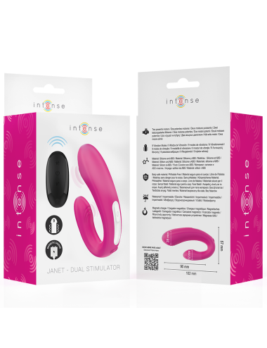 INTENSE - JANET DUAL U-SHAPED STIMULATOR AND VIBRATOR WITH REMOTE CONTROL PINK