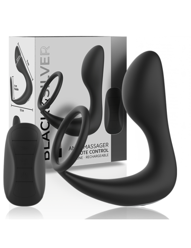BLACK&SILVER - REMOTE CONTROL ANAL MASSAGER RECHARGEABLE SILICONE BLACK