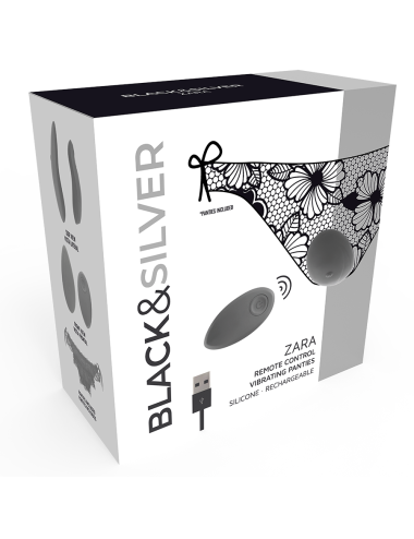 BLACK&SILVER - ZARA REMOTE CONTROL STIMULATOR WITH FREE PANTY