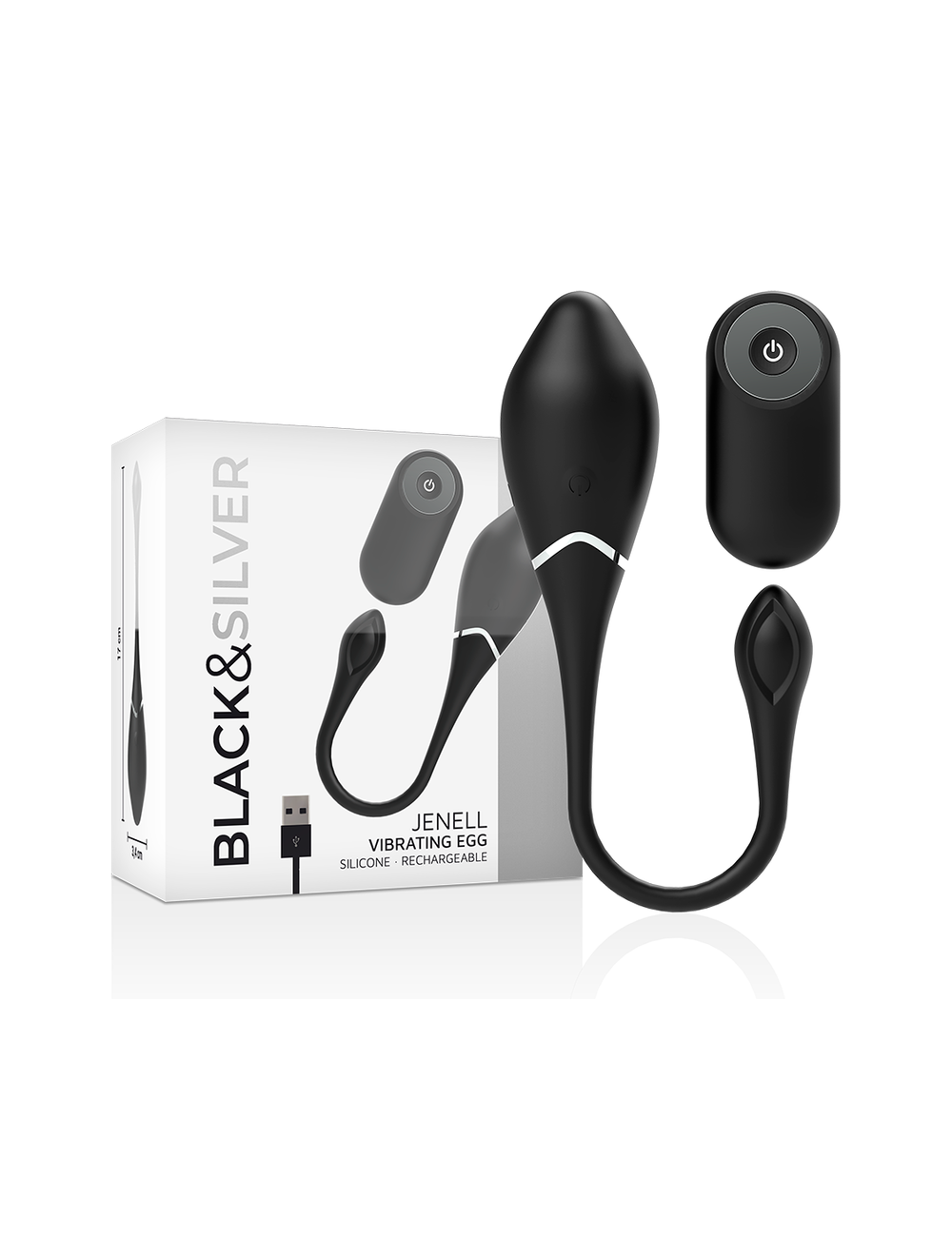 BLACK&SILVER - JENELL RECHARGEABLE VIBRATING EGG