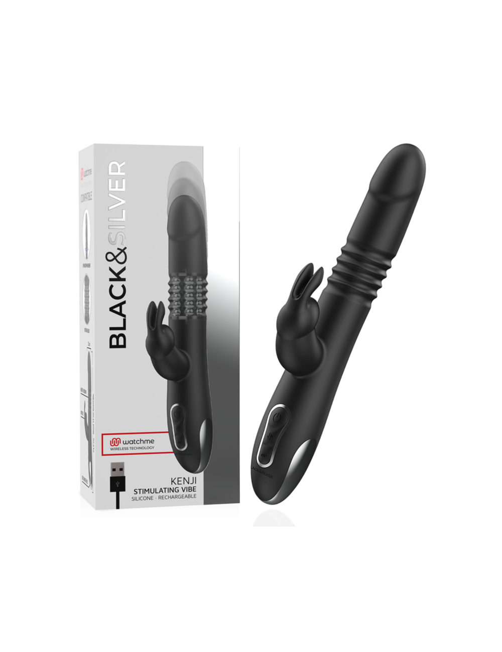 BLACK&SILVER - KENJI STIMULATING VIBE COMPATIBLE WITH WATCHME WIRELESS TECHNOLOGY