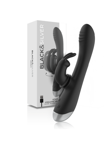 BLACK&SILVER - DJ. ADAM RECHARGEABLE SILICONE RABBIT STIMULATOR BLACK