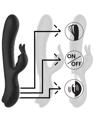 BLACK&SILVER - JAMIE RECHARGEABLE SILICONE RABBIT STIMULATOR BLACK