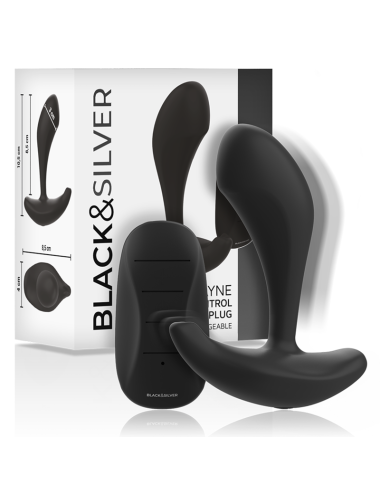 BLACK&SILVER - DWAYNE ANAL PLUG SILICONE REMOTE CONTROL