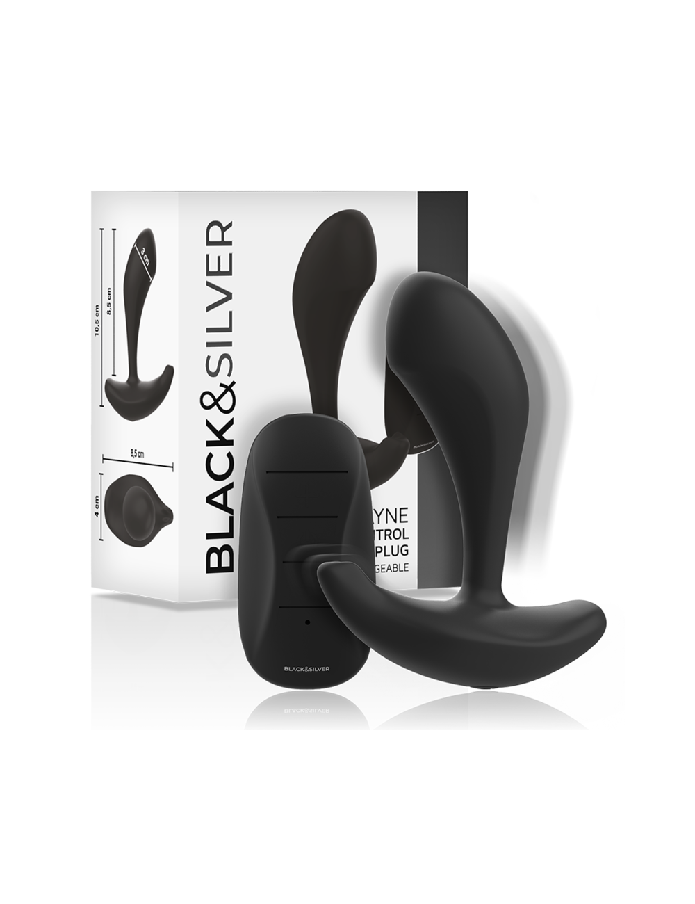 BLACK&SILVER - DWAYNE ANAL PLUG SILICONE REMOTE CONTROL