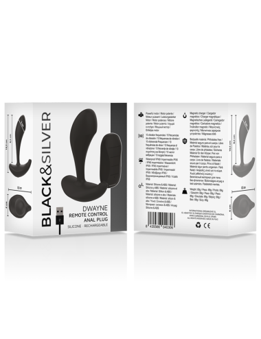 BLACK&SILVER - DWAYNE ANAL PLUG SILICONE REMOTE CONTROL