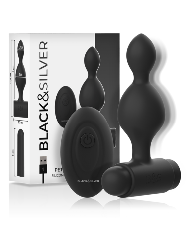 BLACK&SILVER - TUCKER SMALL SILICONE ANAL PLUG REMOTE CONTROL