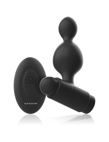BLACK&SILVER - TUCKER SMALL SILICONE ANAL PLUG REMOTE CONTROL