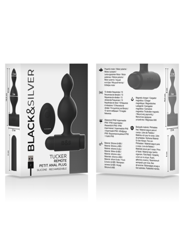 BLACK&SILVER - TUCKER SMALL SILICONE ANAL PLUG REMOTE CONTROL