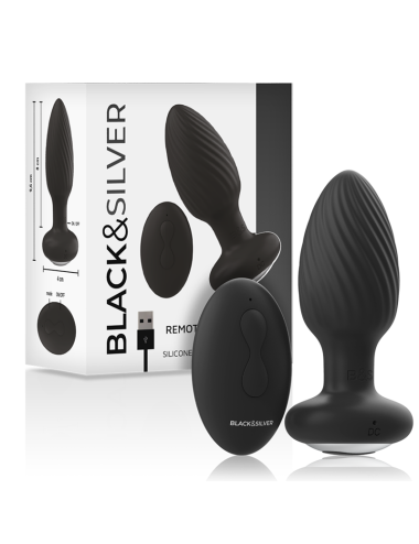 BLACK&SILVER - WELLS PLUG SILICONE ANAL ROTATOR REMOTE CONTROL